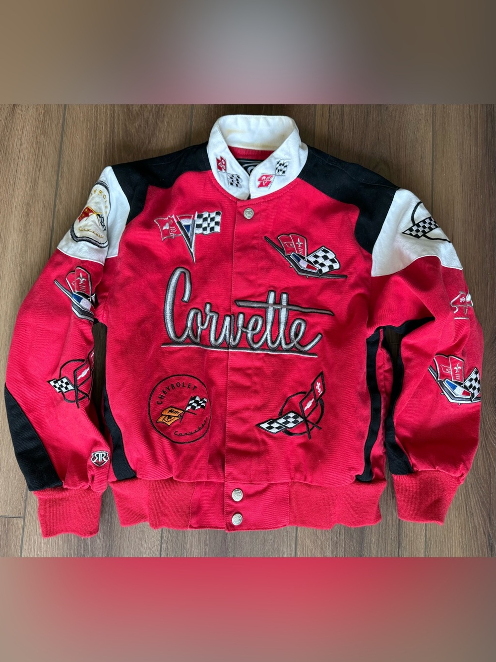 RR Design Corvette Embroidered Racing Bomber Jacket Kids Size Medium